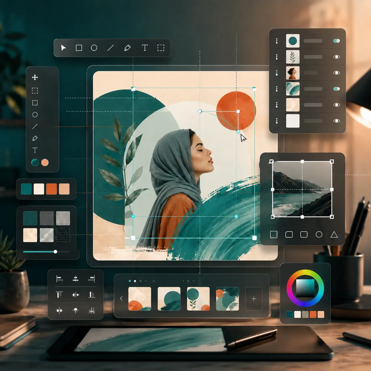 Editable Instagram post design workspace in Pendid